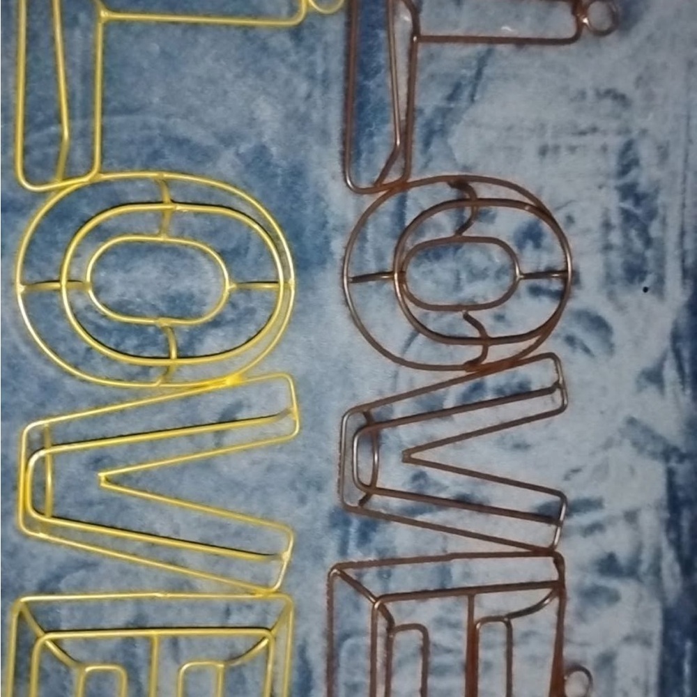 Yellow and Brown Wire LOVE Wall Decor